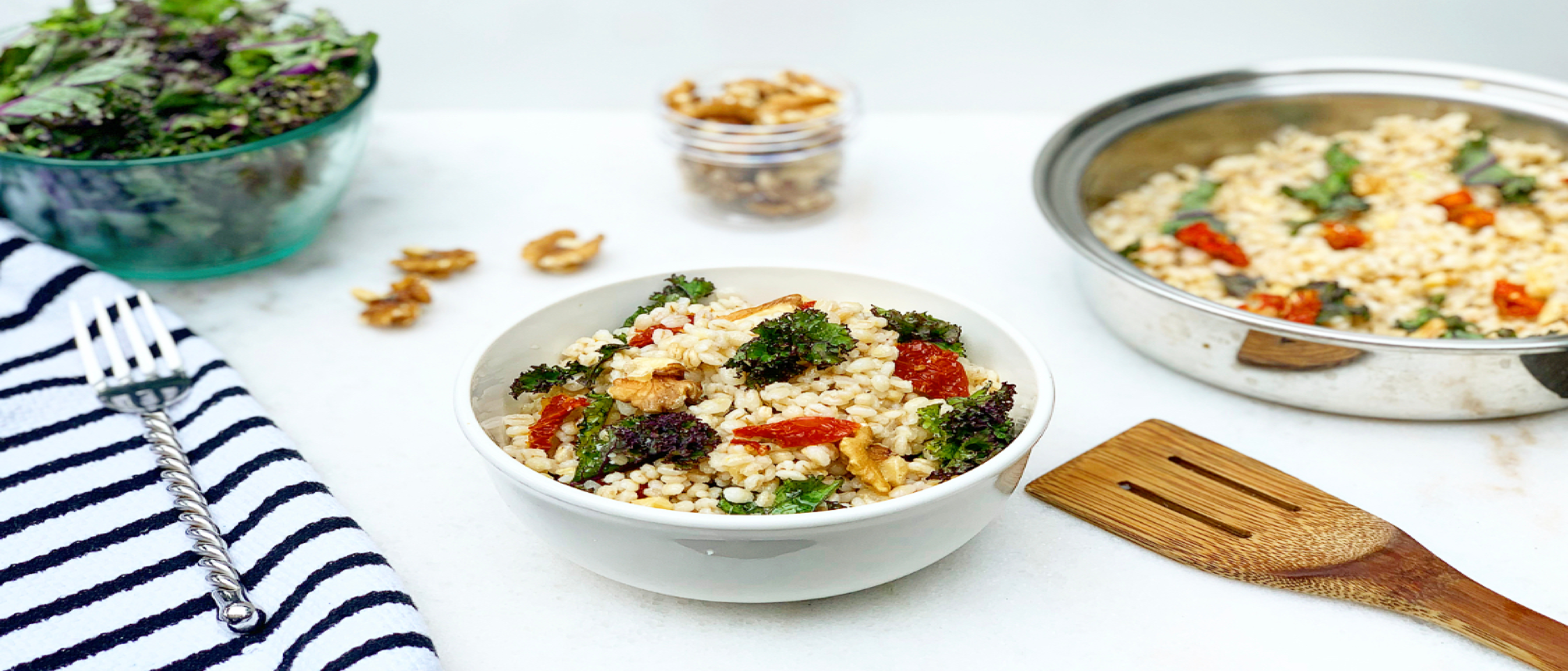 Warm Barley Salad with Red Kale - Foxy Fresh Produce